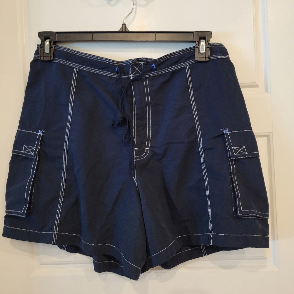 CATALINA WOMEN'S BLUE NYLON  BOARD SHORTS SIZE LARGE